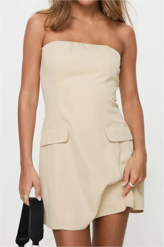 Solid Strapless Mini Dress sold by Micas