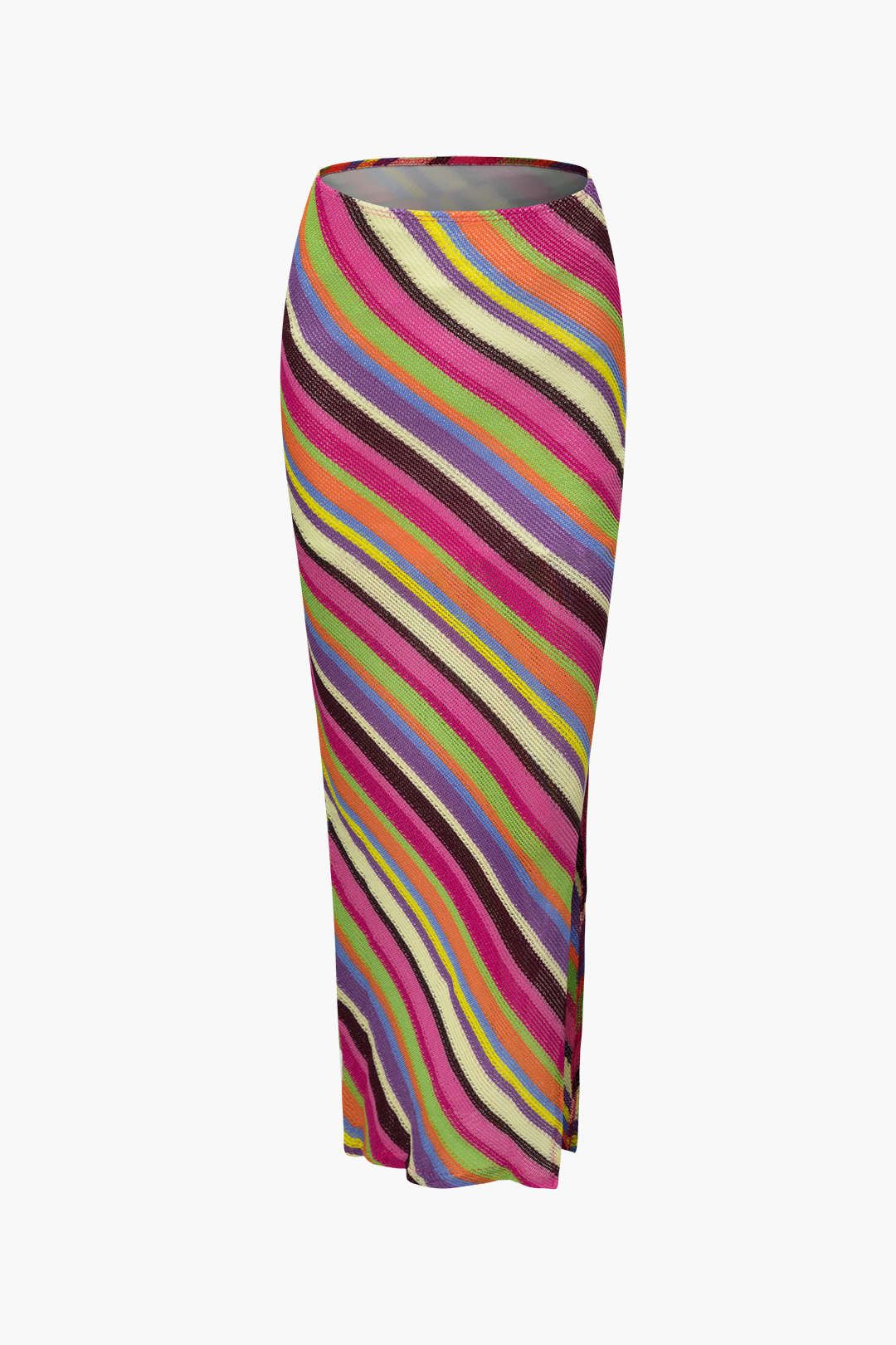 Rainbow Stripe Knit V-Hem Cami And Slit Skirt Set sold by Micas product image thumbnail 3