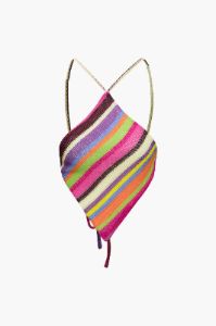 Rainbow Stripe Knit V-Hem Cami And Slit Skirt Set sold by Micas