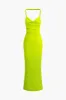 Flettet Halter Cowl Neck Rygløs Maxikjole sold by Micas