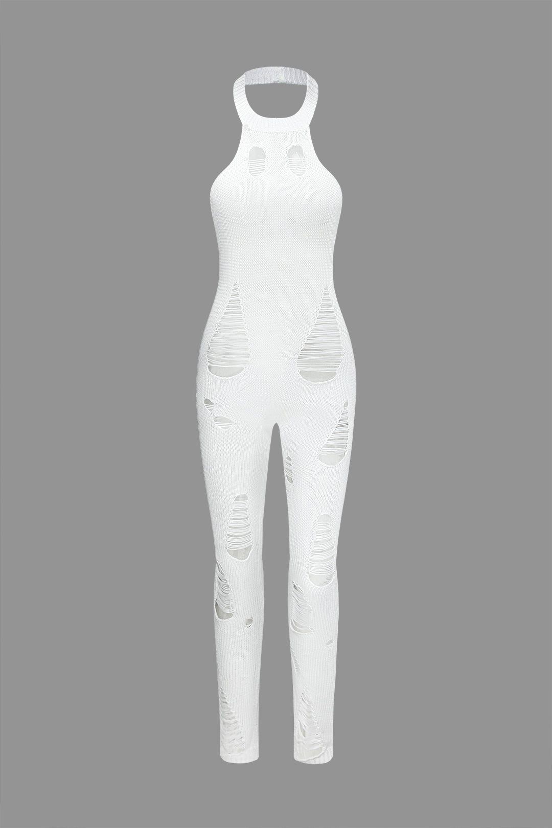 Halter Backless Ripped Knit Jumpsuit sold by Micas