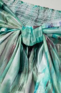 Oil Painting Bow Smocked Tube Top And Wide Leg Pants Set sold by Micas