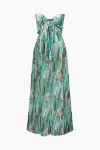 Oil Painting Bow Smocked Tube Top And Wide Leg Pants Set sold by Micas