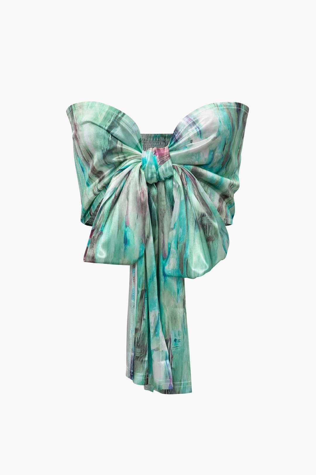 Oil Painting Bow Smocked Tube Top And Wide Leg Pants Set sold by Micas product image thumbnail 2