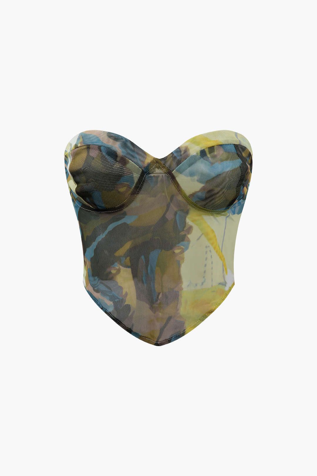 Abstract Print Mesh Tube Top sold by Micas