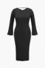 Plus Size Solid Knit Backless Tie Back Midi-kjole sold by Micas
