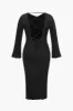 Plus Size Solid Knit Backless Tie Back Midi-kjole sold by Micas