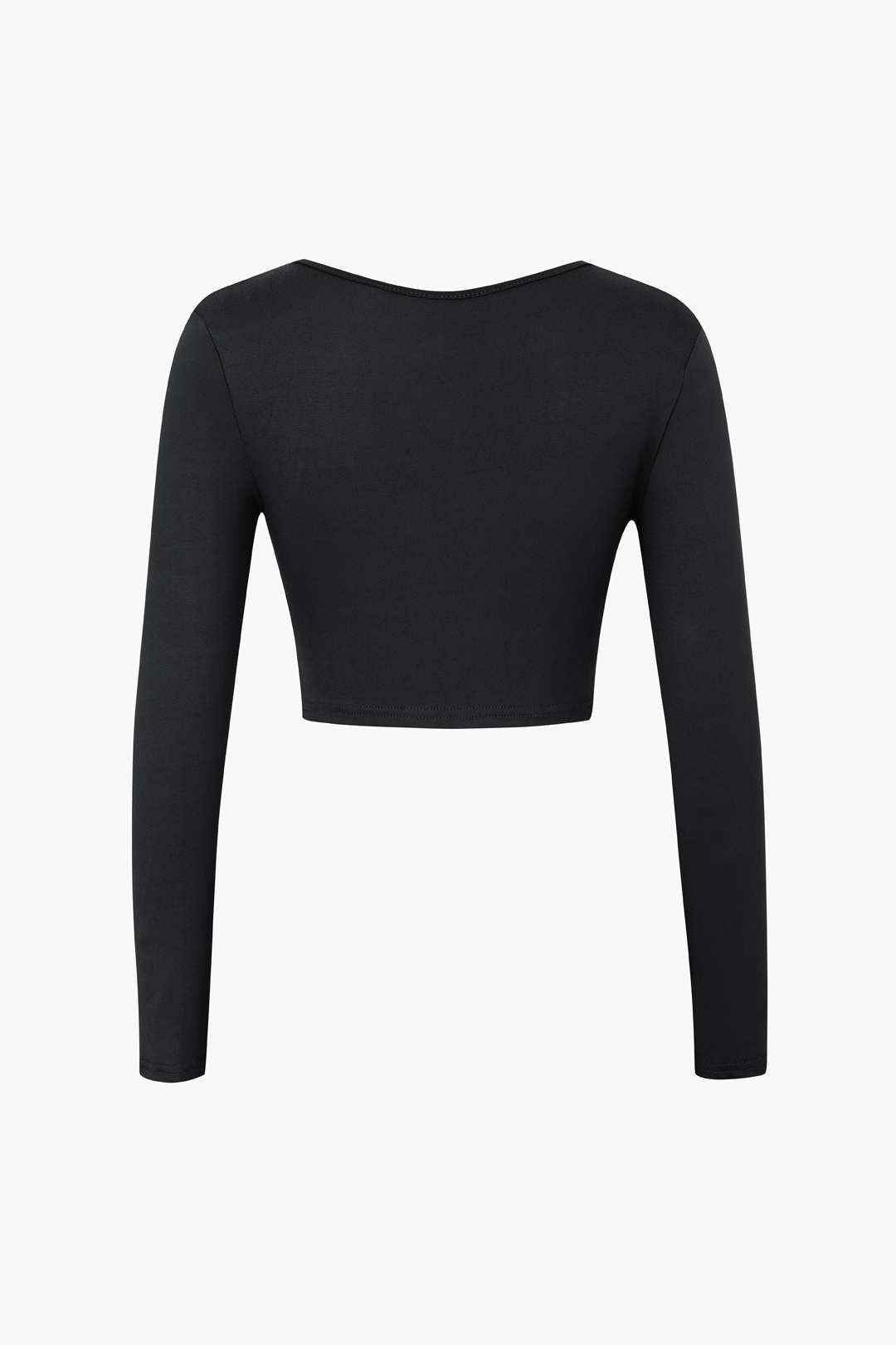V-neck Long Sleeve Crop Top sold by Micas product image thumbnail 5