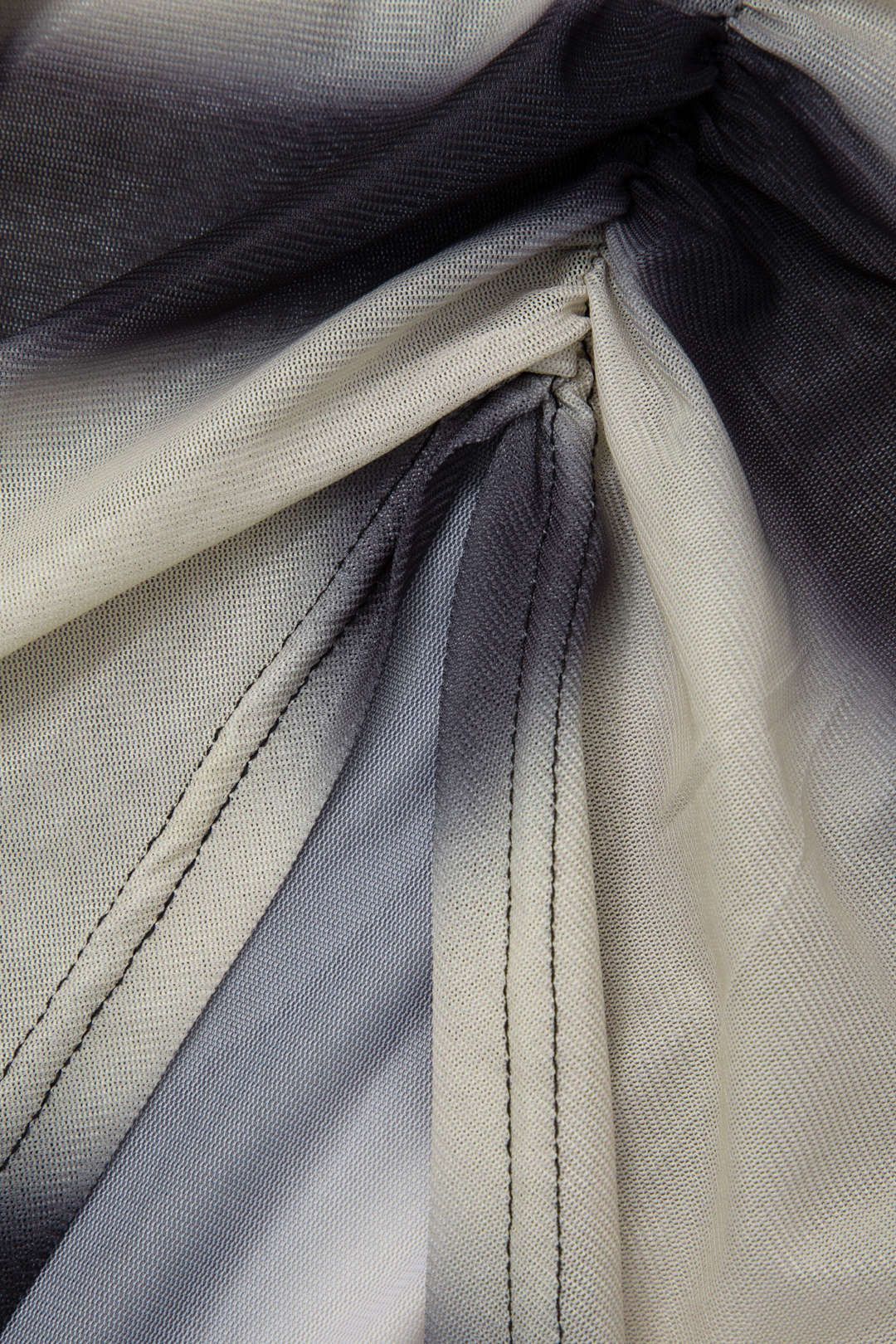 Body Print V-neck Mesh Ruched Slit Maxi Dress sold by Micas product image thumbnail 4