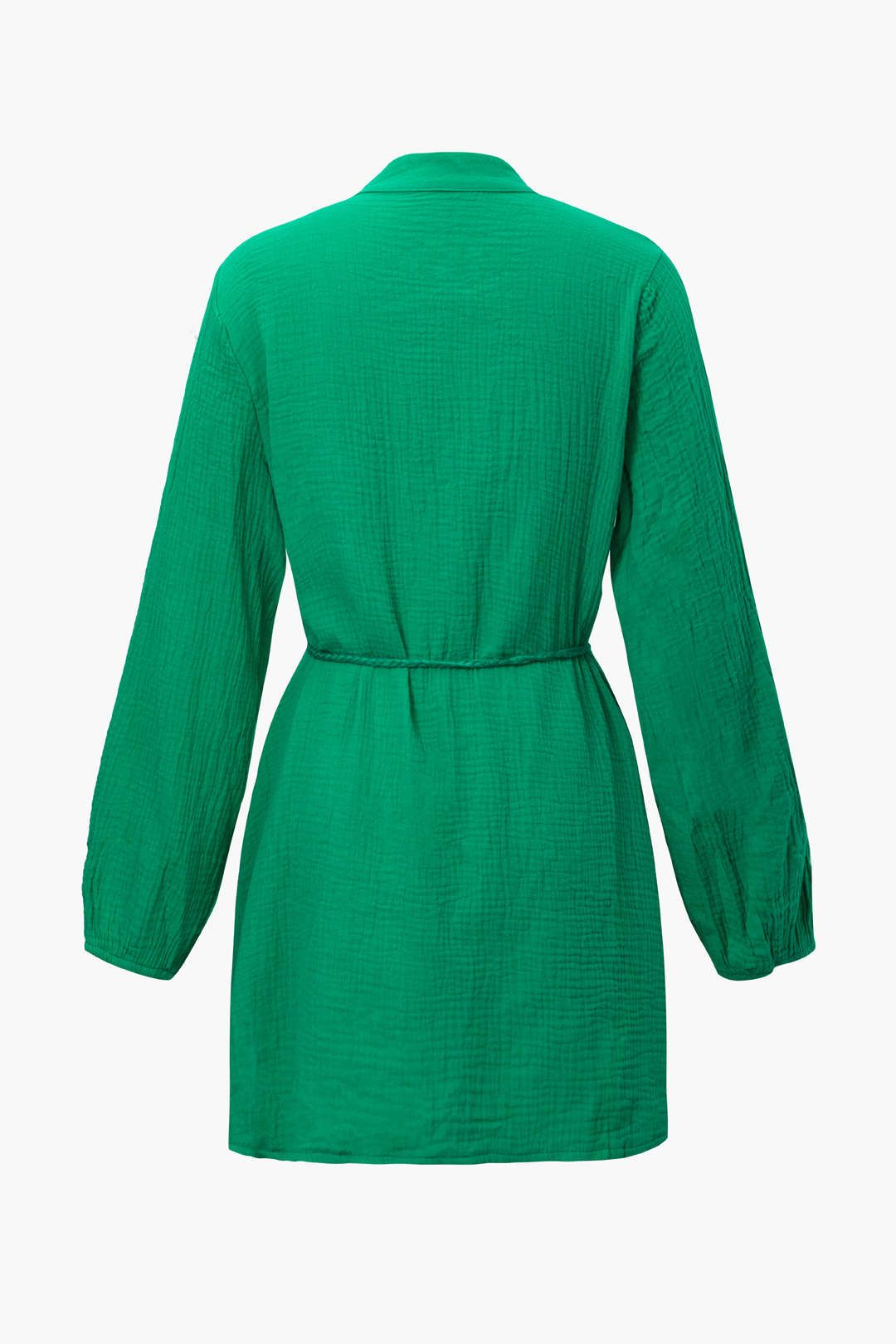 Button Up Mini Shirt Dress With Braided Tie sold by Micas product image thumbnail 2
