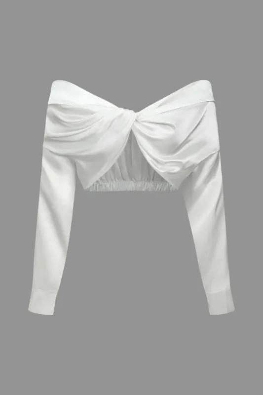 Off The Shoulder Twist Crop Bluse made by Micas