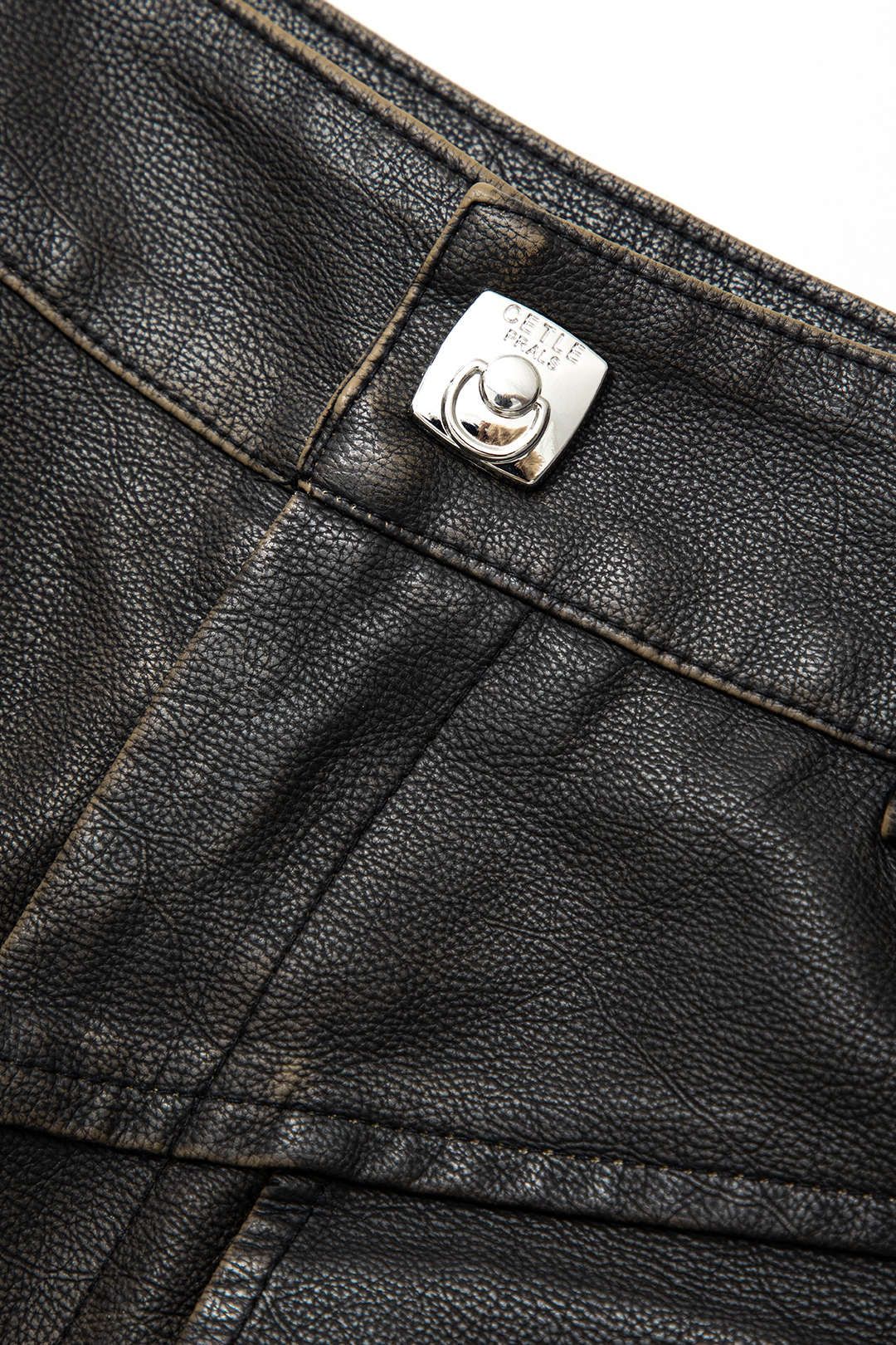 Distressed Faux Leather Flap Pocket Mini Skirt sold by Micas product image thumbnail 4