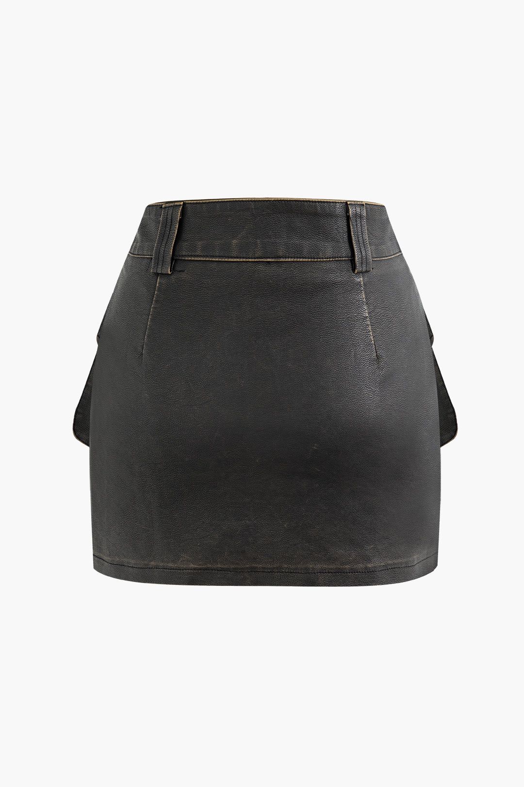 Distressed Faux Leather Flap Pocket Mini Skirt sold by Micas product image thumbnail 2