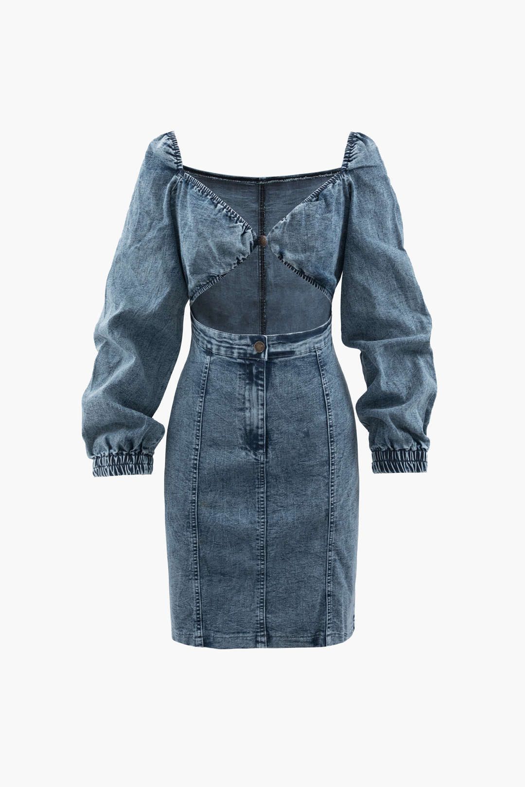 Cut Out Denim Long Sleeve Mini Dress sold by Micas product image thumbnail 2