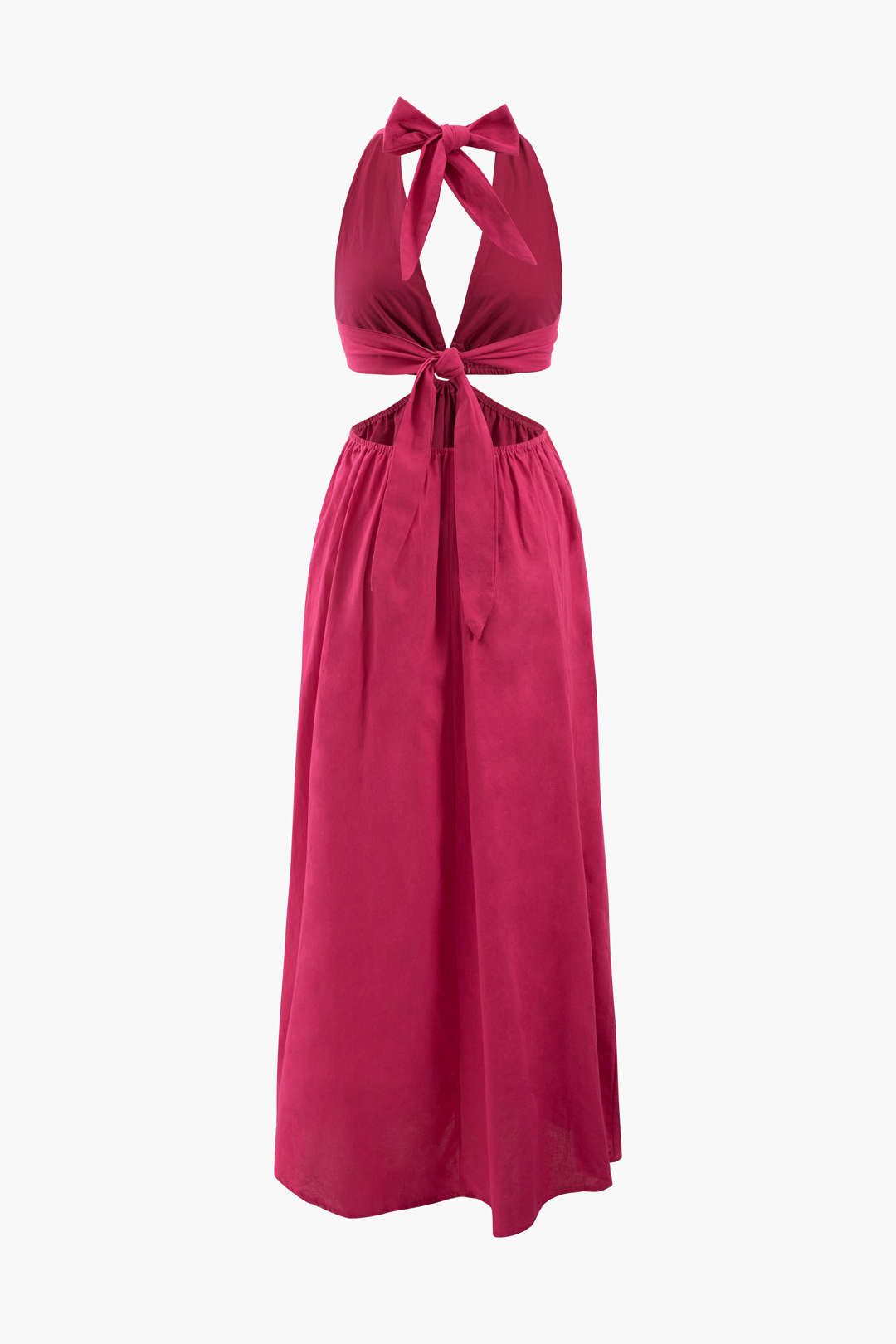 Linen-Blend Tie Back Cut Out Halter Maxi Dress sold by Micas product image thumbnail 2