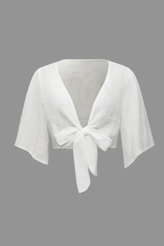 Solid V-neck Long-Sleeve Shirt sold by Micas
