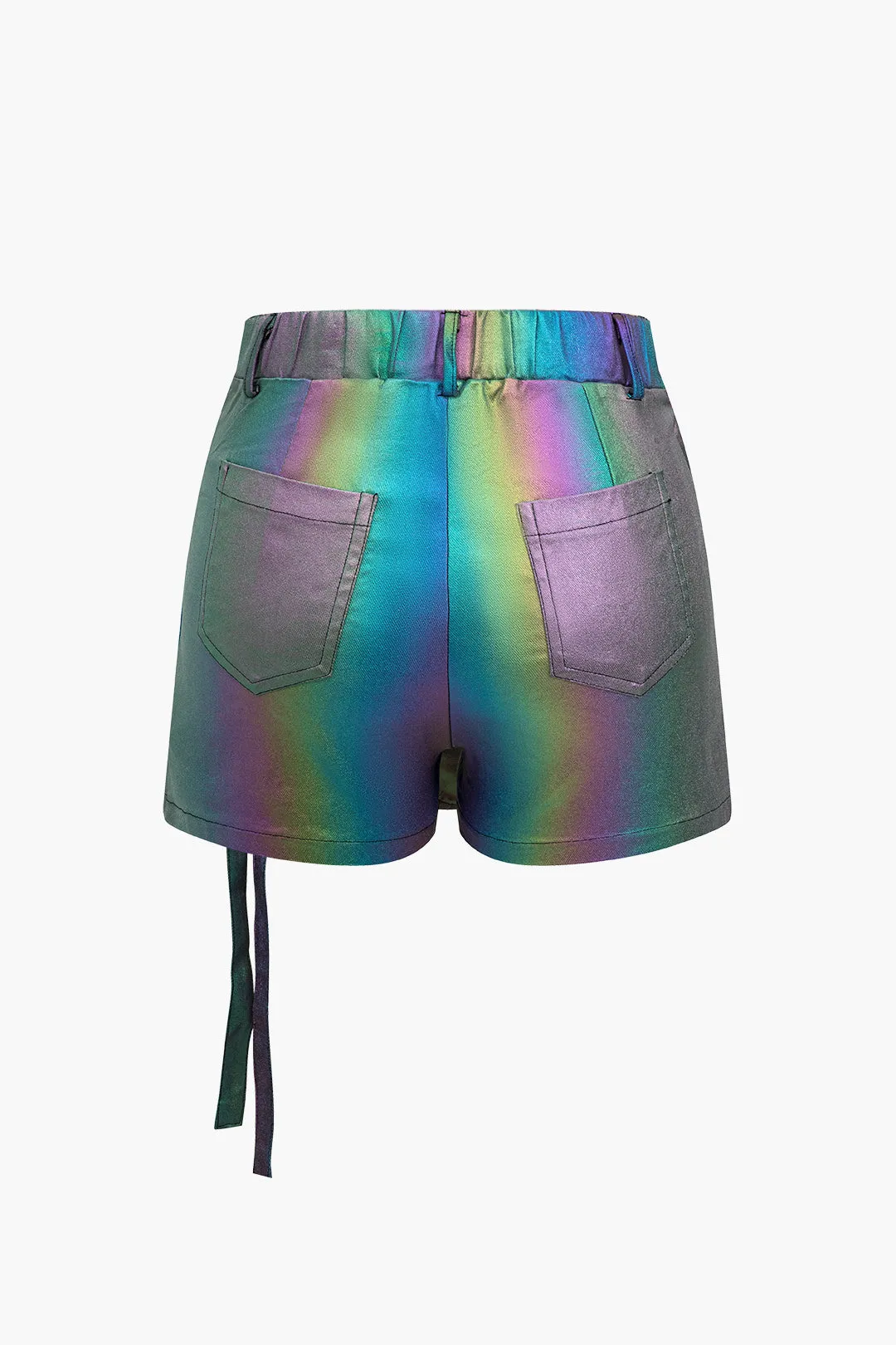 Rainbow Print Asymmetrical Pocket Shorts sold by Micas product image thumbnail 2