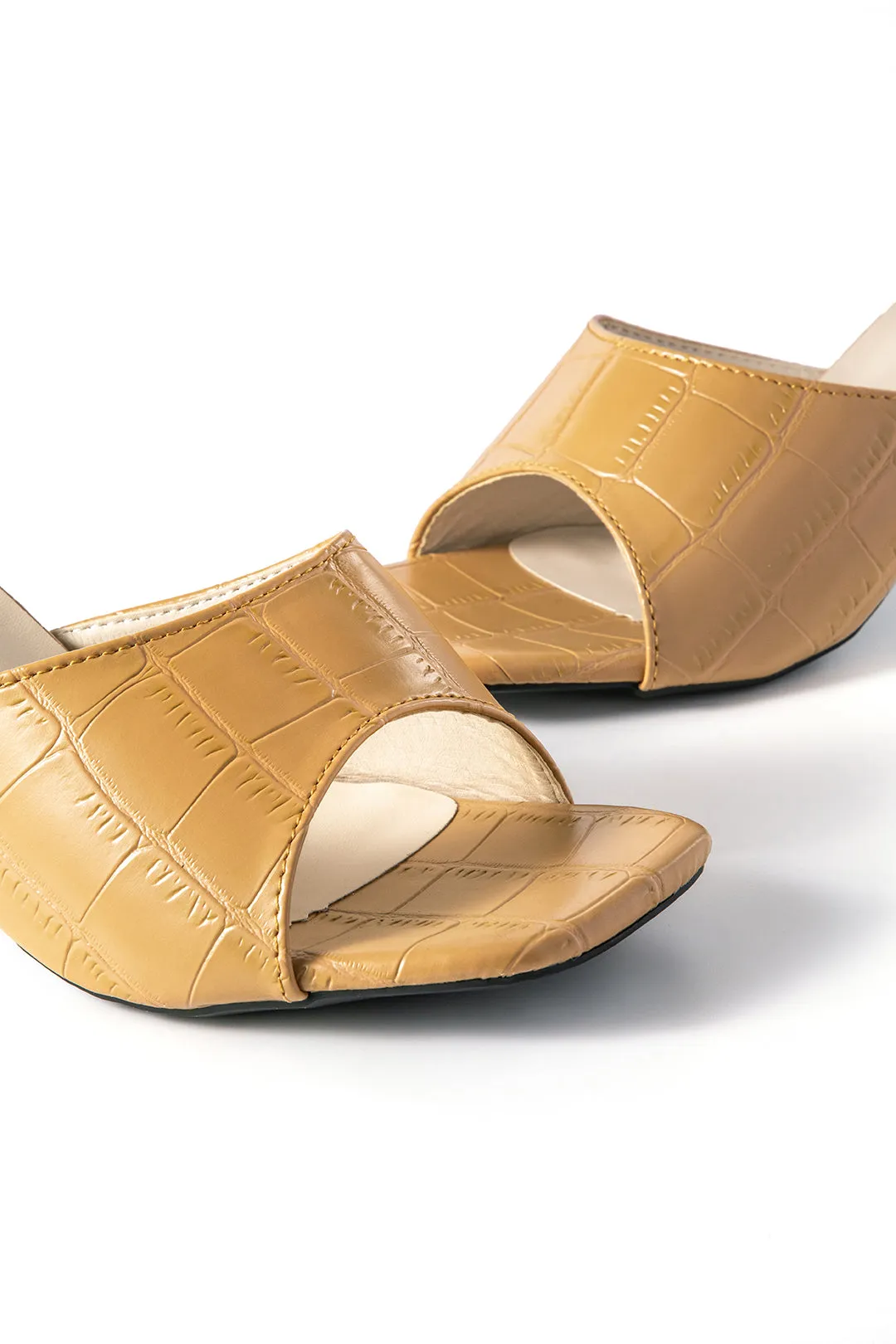 Grid Faux Leather Open Toe Square Mid Heel Shoes sold by Micas product image thumbnail 4