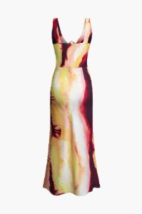 Tie Dye V-neck Sleeveless Slit Maxi Dress sold by Micas