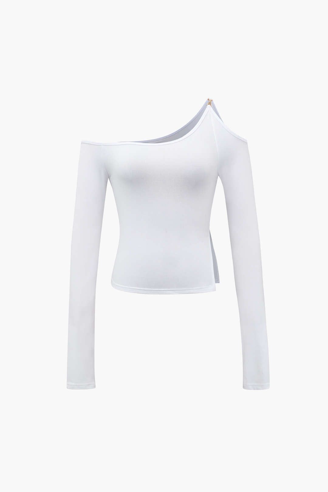 One Shoulder Side Slit Crop Top sold by Micas