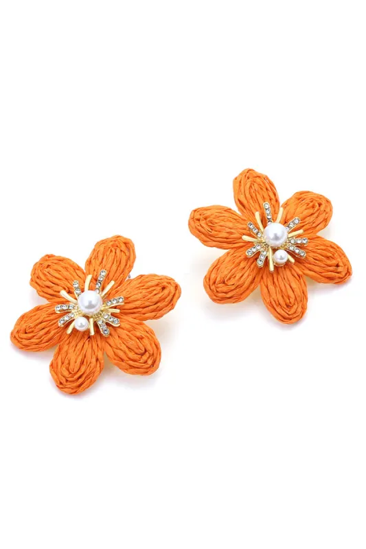 Pearl And Rhinestone Flower Earrings sold by Micas