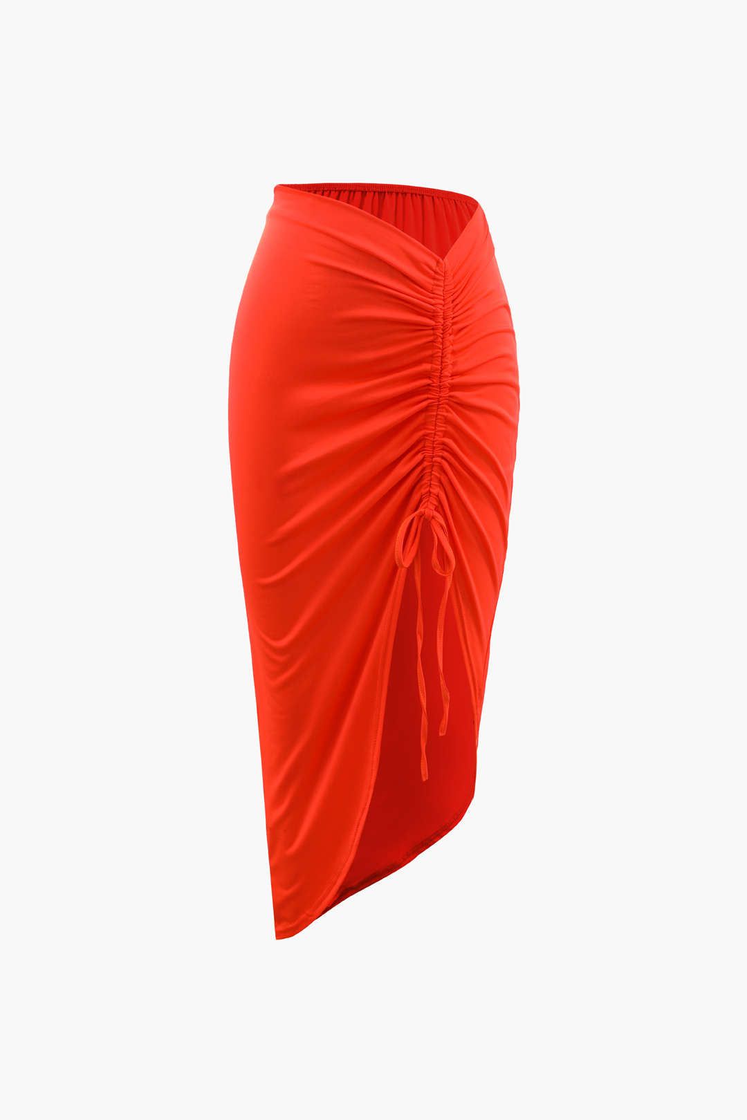 Drawstring Ruched Asymmetric Skirt sold by Micas