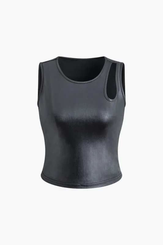 Round Neck Cut Out Tank Top sold by Micas