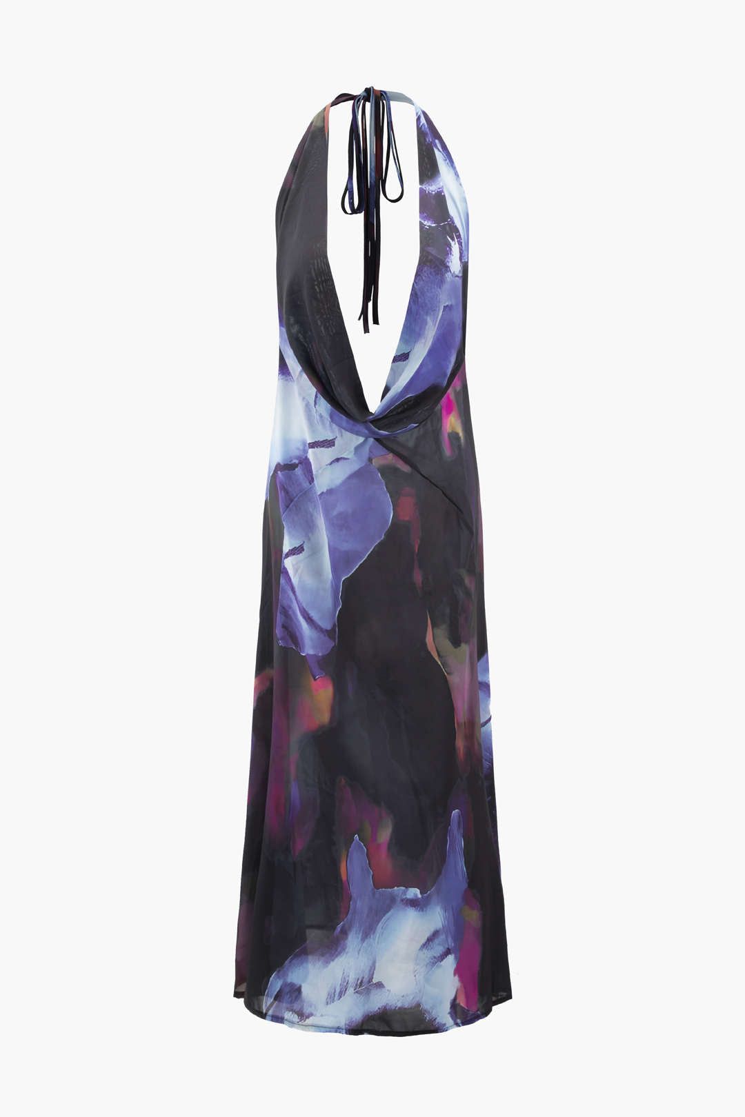 Printed Halter Cowl Neck Maxi Dress sold by Micas