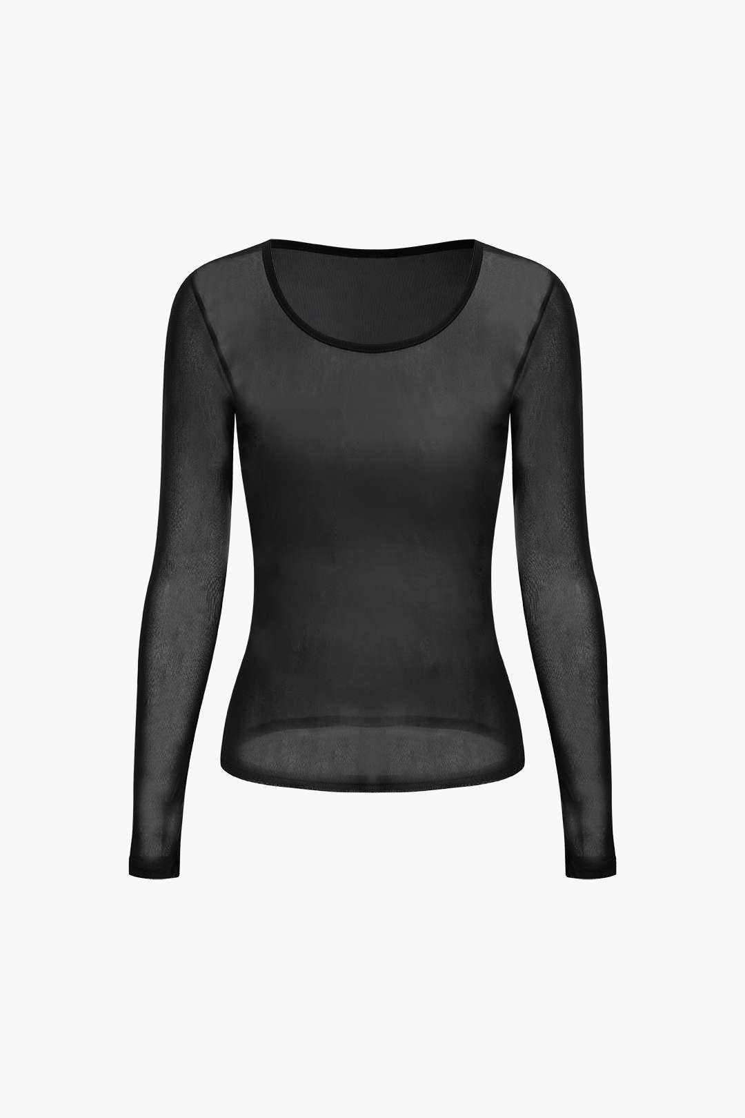 Sheer Mesh Long Sleeve Top sold by Micas