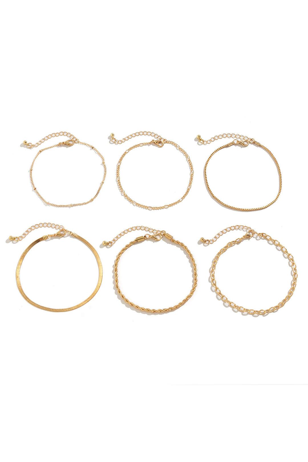 Set of 6 Pc Metal Anklets sold by Micas product image thumbnail 3