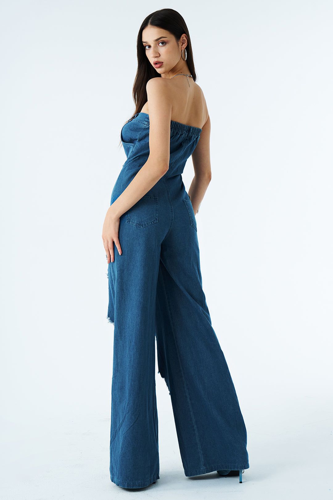 Destroyed Denim Strapless Jumpsuit sold by Micas product image thumbnail 8