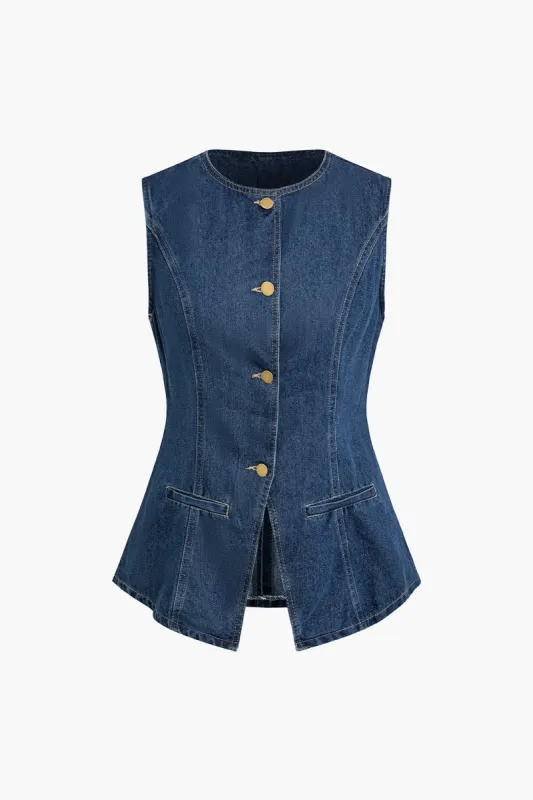 Button Up Denim Tank Top sold by Micas