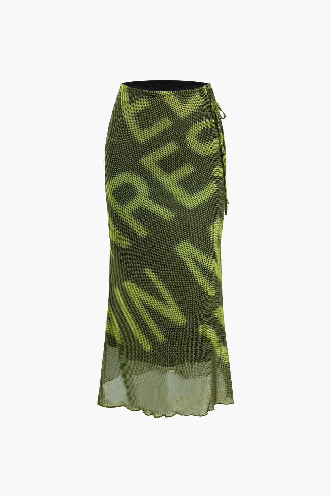 Letter Print Mesh Maxi Skirt sold by Micas