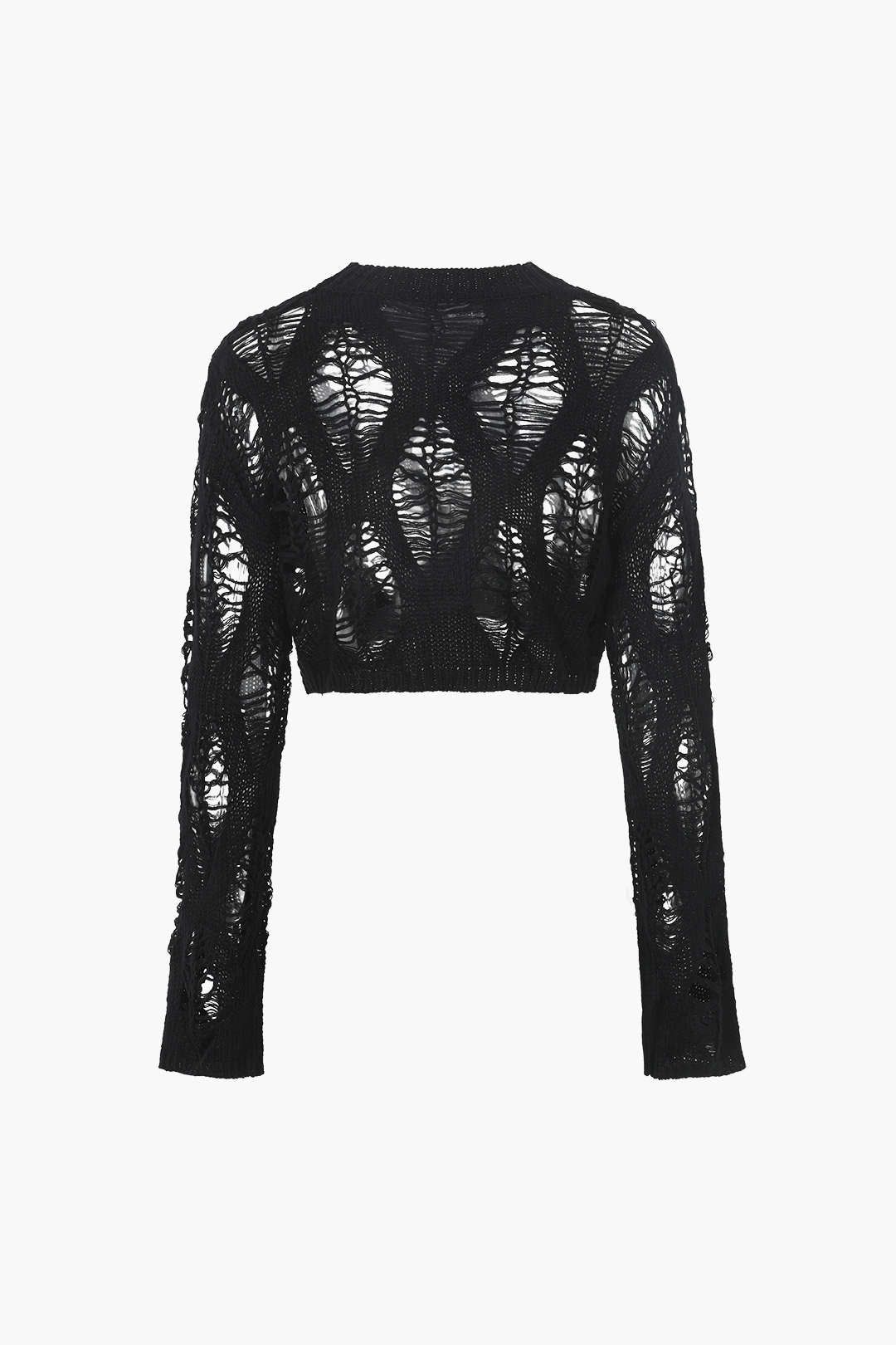Destroyed Cut-Out Long Sleeve Knit Top sold by Micas product image thumbnail 2