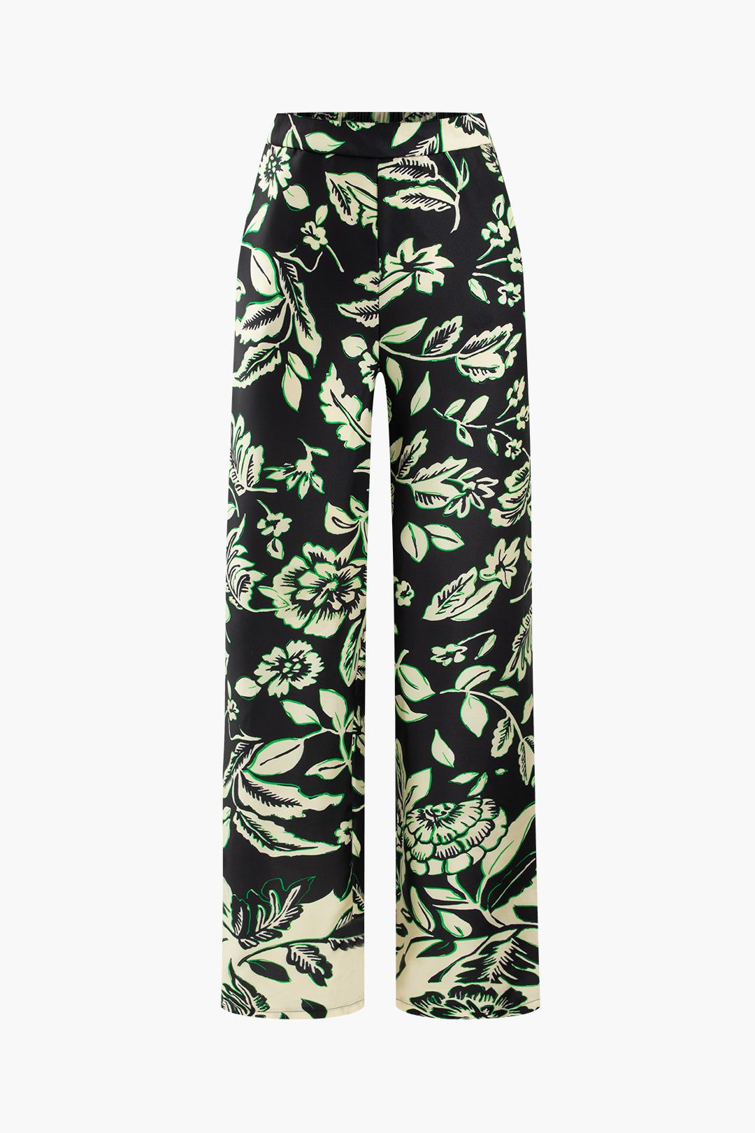 Floral Print High Waisted Straight Leg Pants sold by Micas