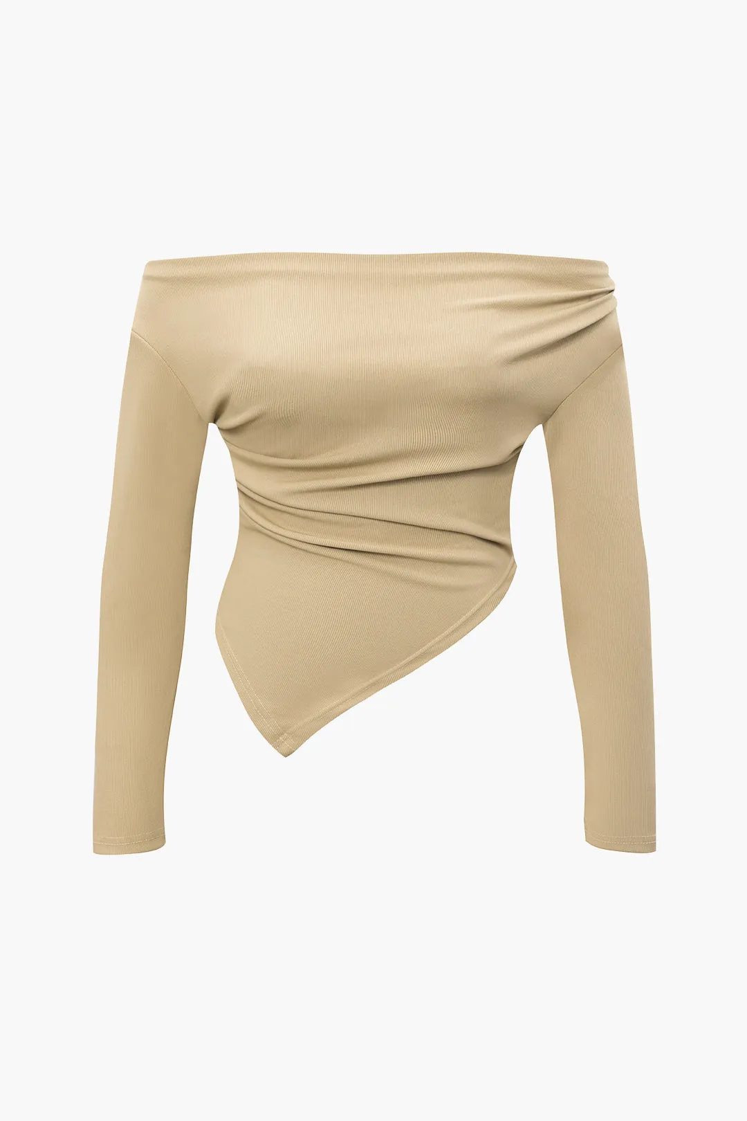 Plus størrelse solid asymmetrisk off-skulder buksesæt sold by Micas product image thumbnail 2
