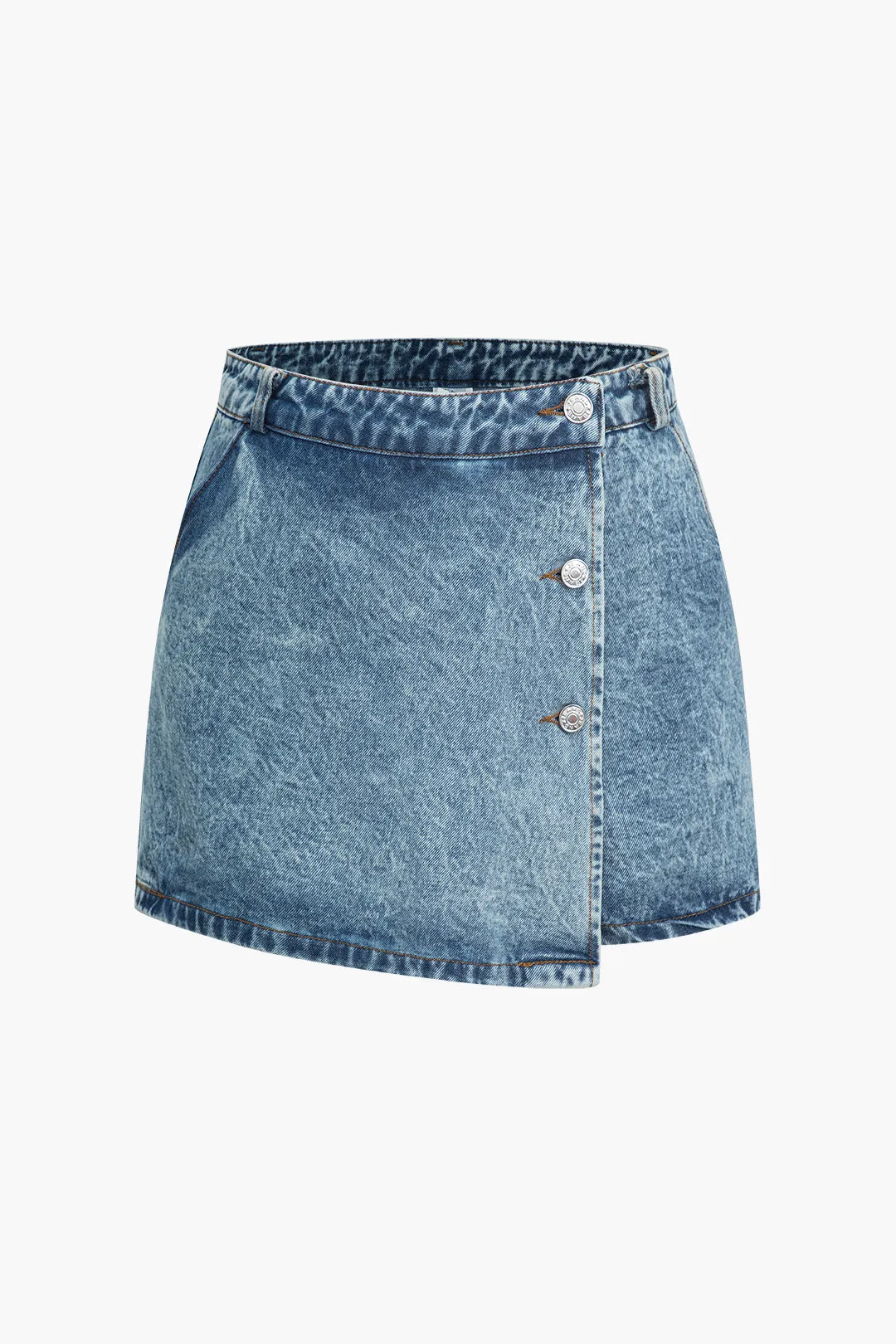 High Waist Button Denim Shorts sold by Micas