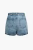 High Waist Button Denim Shorts sold by Micas