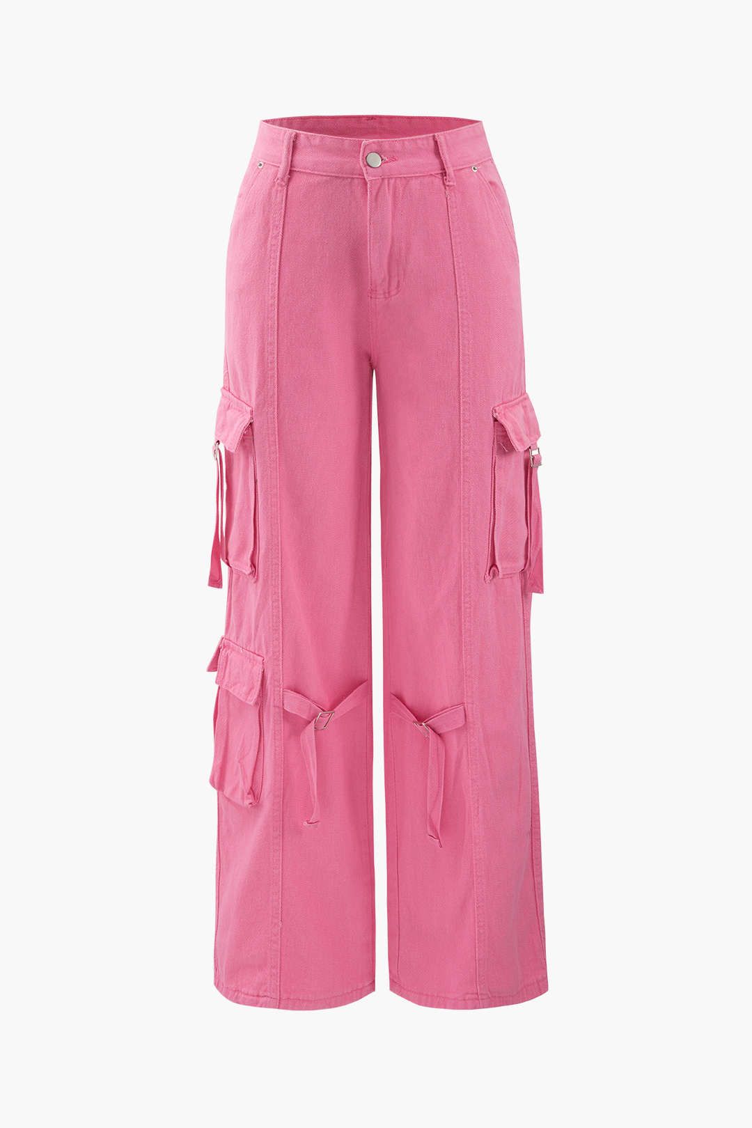 Multi-pocket Wide Leg Cargo Pants sold by Micas