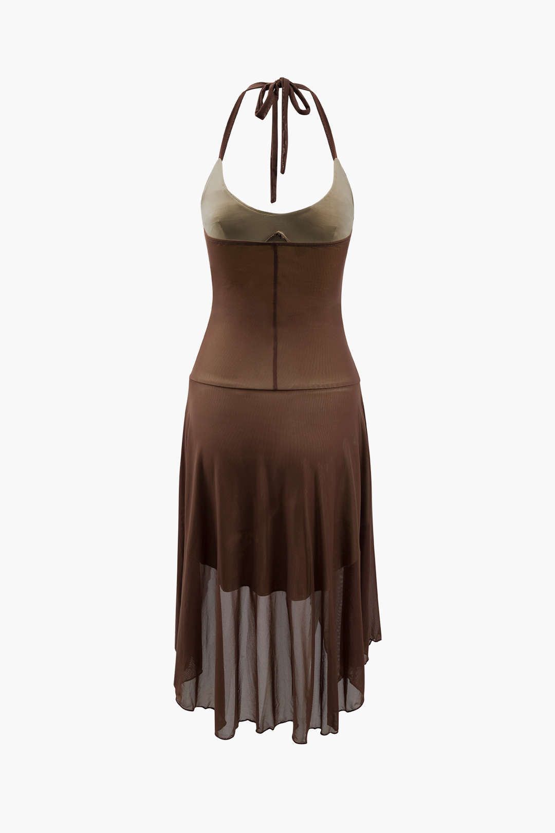 Halter Neck Asymmetric Hem Midi Dress sold by Micas product image thumbnail 2