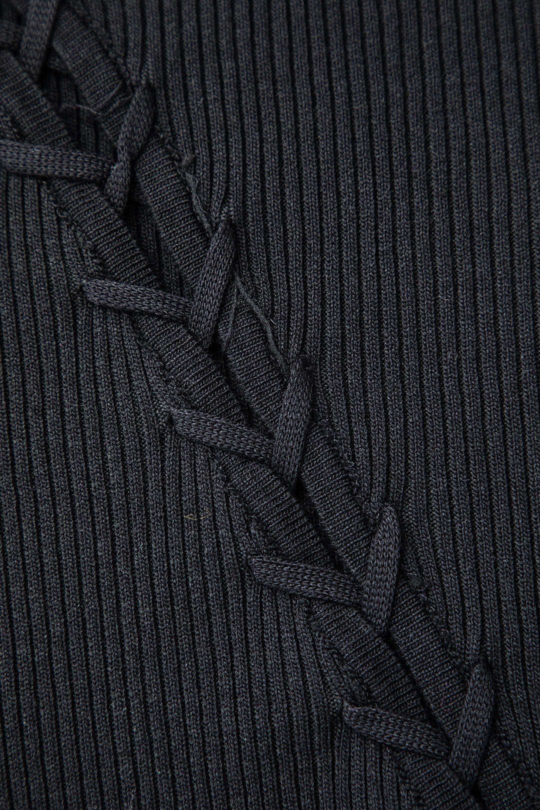 Solid Rib Knit Lace-up Long Sleeve Top sold by Micas product image thumbnail 3