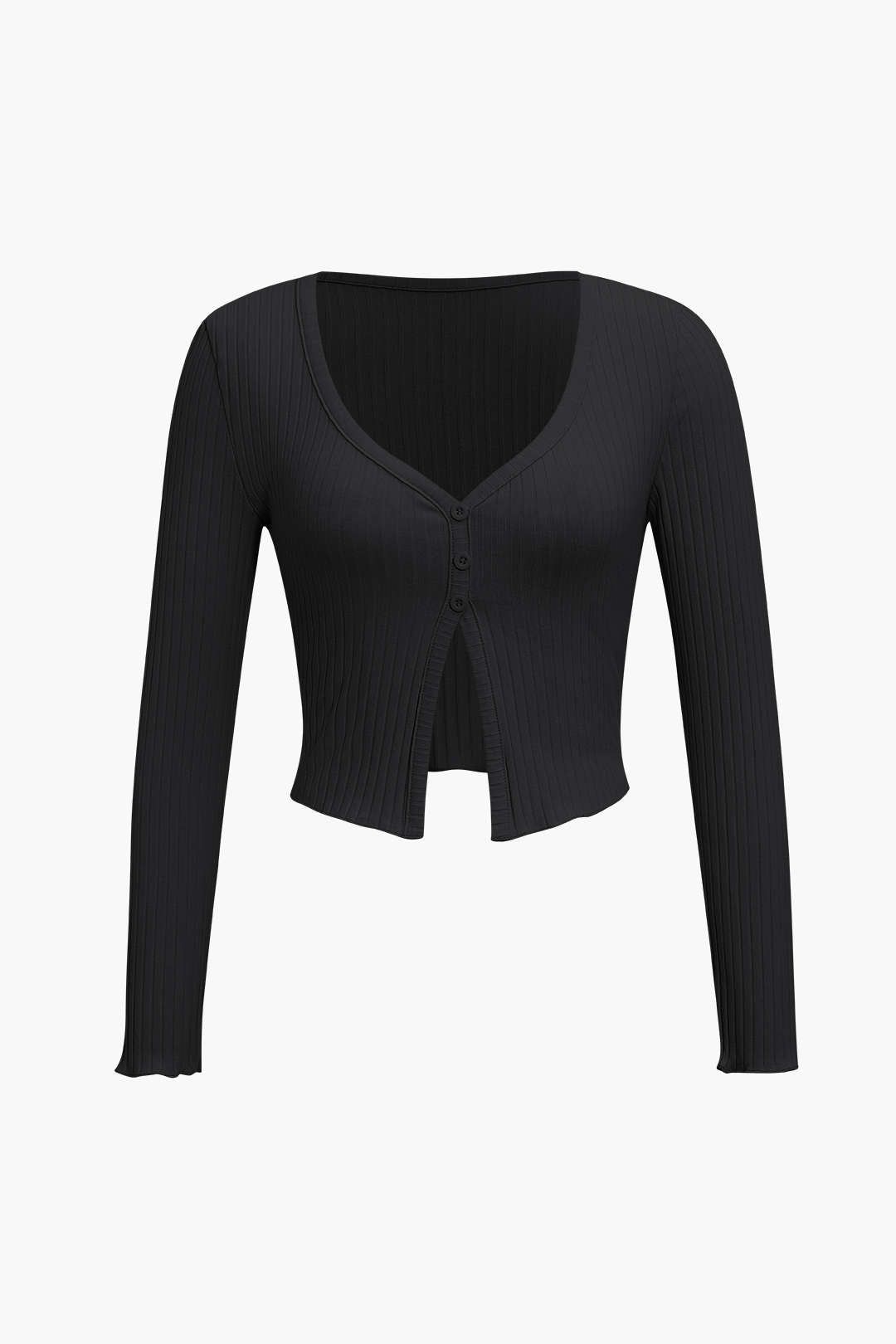 Ribbed Sweetheat Neckline Long Sleeve Top sold by Micas product image thumbnail 2