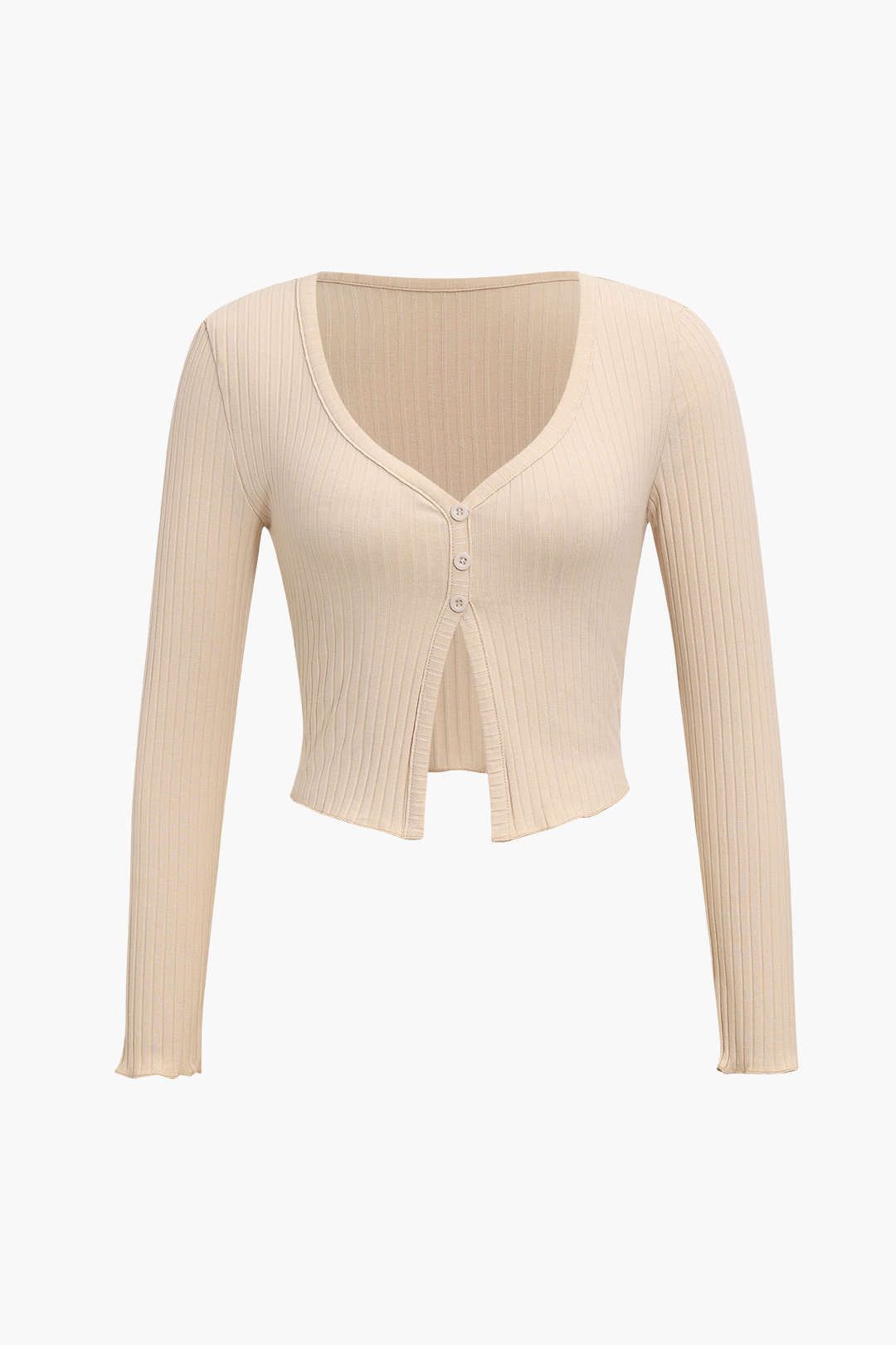 Ribbed Sweetheat Neckline Long Sleeve Top sold by Micas