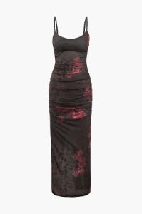 Floral Print Back Slit Maxi Dress sold by Micas