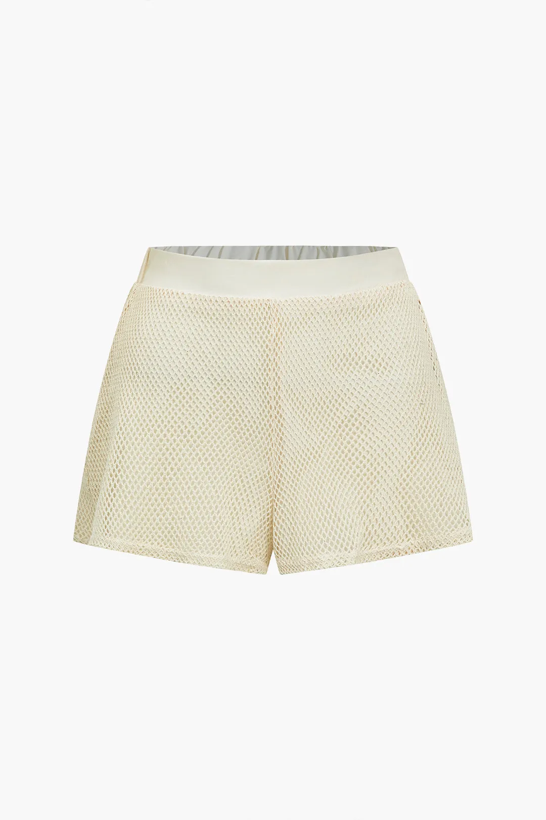 Basic Solid Open Knit V-Neck Long Sleeves Top And Shorts Set sold by Micas product image thumbnail 3