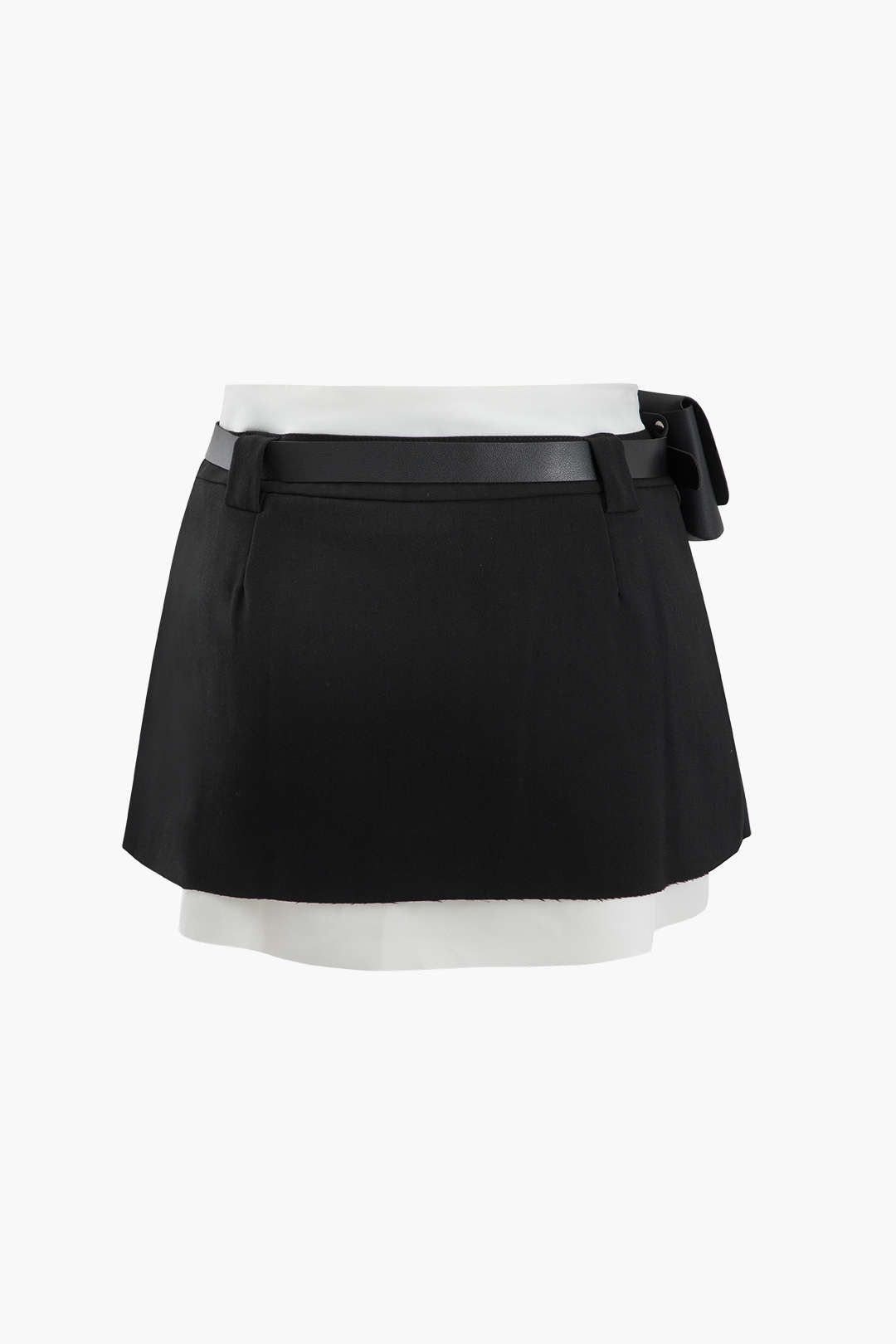 Contrast Pleated Raw Hem Mini Skirt With Belt sold by Micas product image thumbnail 2