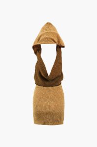Hooded Cowl Neck Backless Mini Dress sold by Micas