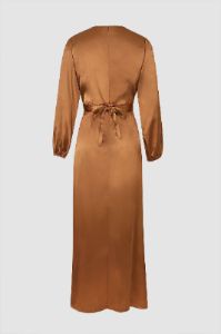 Satin Wrap Tie Long Sleeve Maxi Dress sold by Micas