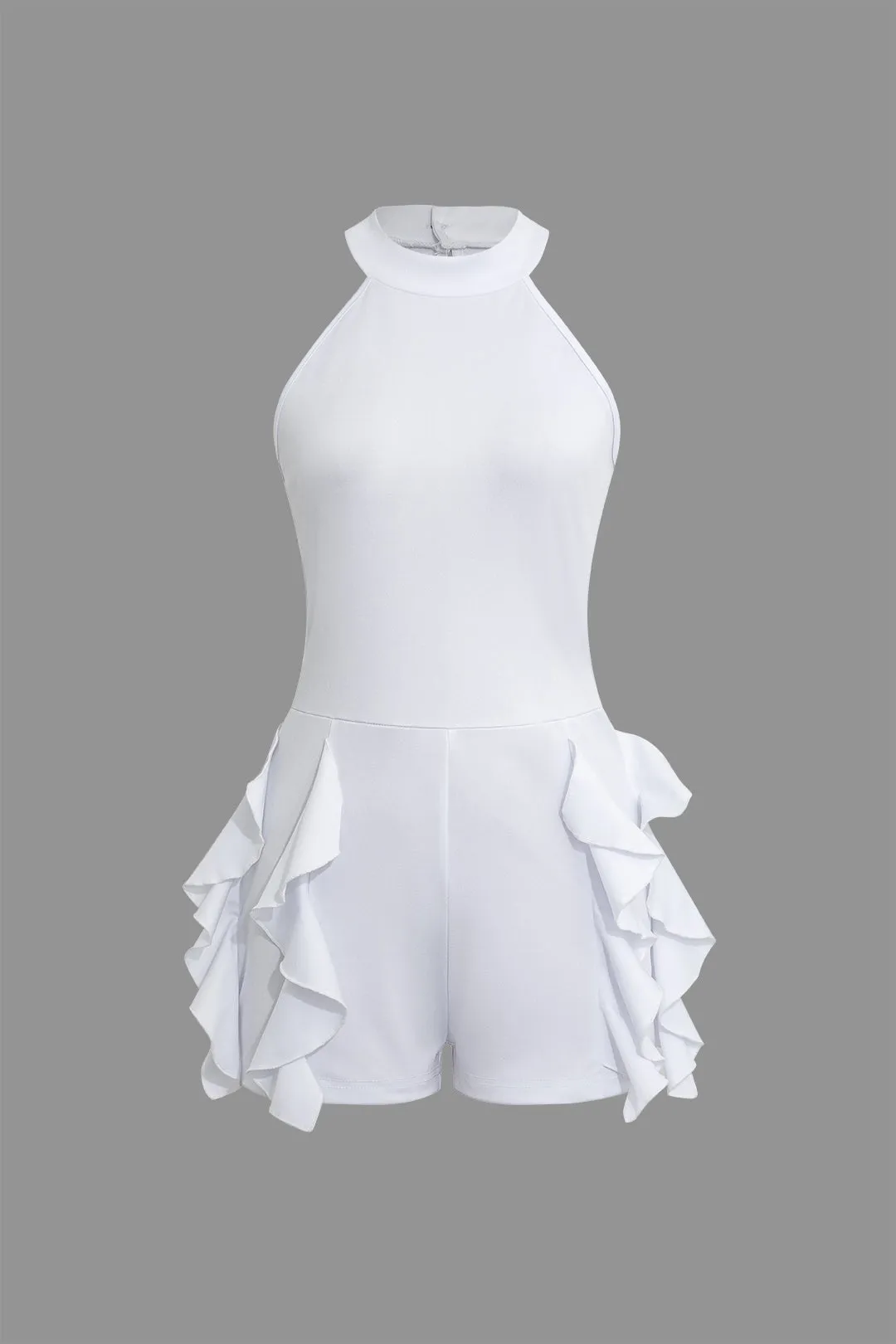 Halter Neck Split Back Ruffle Romper sold by Micas