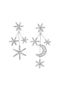 Star & Moon Crystal Drop Earrings sold by Micas